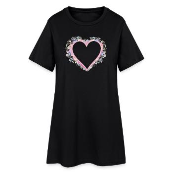Cadre en cœur aux couleurs pastel et look matelassée - Robe T-shirt Femme - noir - Devant
