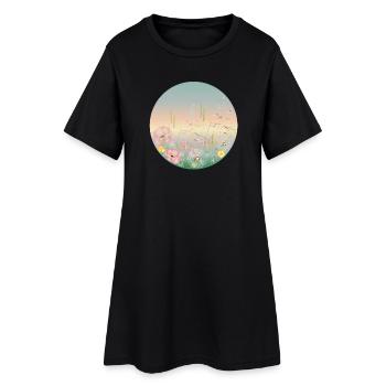prairie délicatement fleurie aux couleurs pastel au printemps - Robe T-shirt Femme - noir - Devant