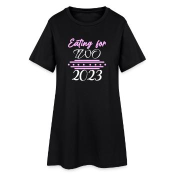 Zwillinge Schwanger Schwangerschaft 2023 - Frauen T-Shirt-Kleid - Schwarz - Vorne