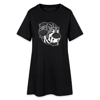 Symbole Zèbre Yin Yang - Robe T-shirt Femme - noir - Devant