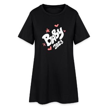 Baby 2023 - Geburt Schwanger 2023 Schwangerschaft - Frauen T-Shirt-Kleid - Schwarz - Vorne