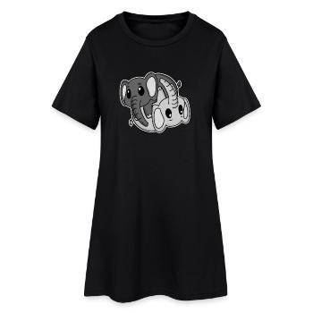Symbole Yin Yang de l’éléphant - Robe T-shirt Femme - noir - Devant