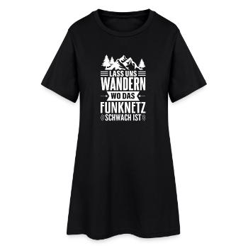 Wanderlust Netzlos im Funkloch - Frauen T-Shirt-Kleid - Schwarz - Vorne