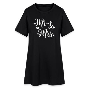 Mr And Mrs white love script - Robe T-shirt Femme - noir - Devant