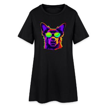 Stylish four-legged friend with sunglasses - Women’s T-Shirt Dress - black - Front