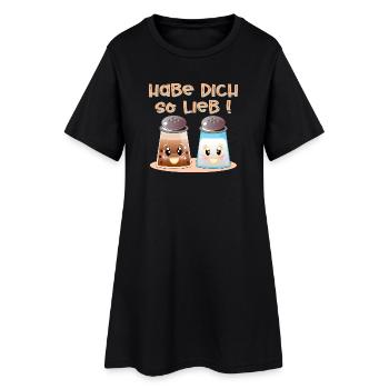 Habe Dich so lieb - Salz und Pfeffer - Frauen T-Shirt-Kleid - Schwarz - Vorne