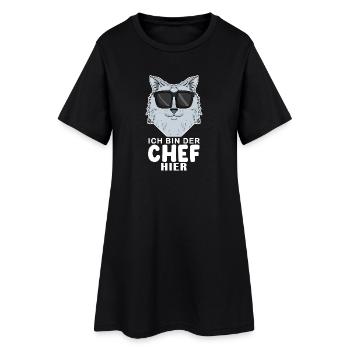 coole Katze - Sibirische Katze - Chef Spruch - Frauen T-Shirt-Kleid - Schwarz - Vorne