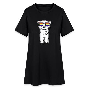 Arc-en-ciel - ours polaire avec lunettes - Robe T-shirt Femme - noir - Devant
