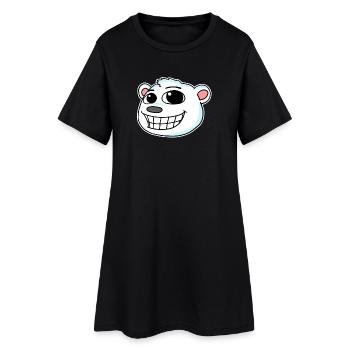 Eisbär Kopf - Frauen T-Shirt-Kleid - Schwarz - Vorne