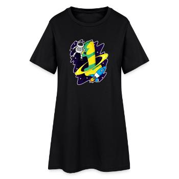 1 an - Inscription - Motif astronaute - Robe T-shirt Femme - noir - Devant