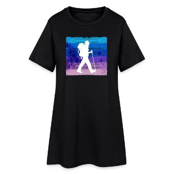 Berggipfel Wanderung Wanderer Wandern Bergsteigen - Frauen T-Shirt-Kleid - Schwarz - Vorne