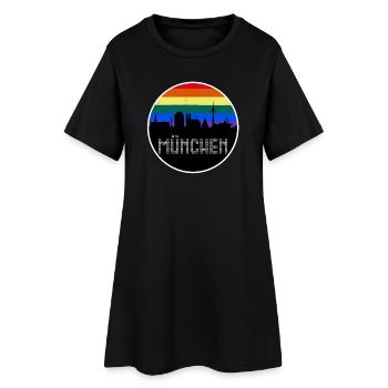 München Skyline Regenbogen - Frauen T-Shirt-Kleid - Schwarz - Vorne