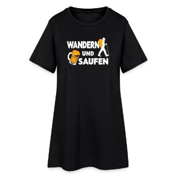 Wanderer Statement Naturerlebnis Wandern Trekking - Frauen T-Shirt-Kleid - Schwarz - Vorne