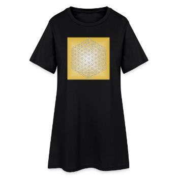 Fleur de Vie argent - 5ème dimension - Robe T-shirt Femme - noir - Devant