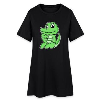Famille Crocodile - Crocodile avec bébé - Robe T-shirt Femme - noir - Devant