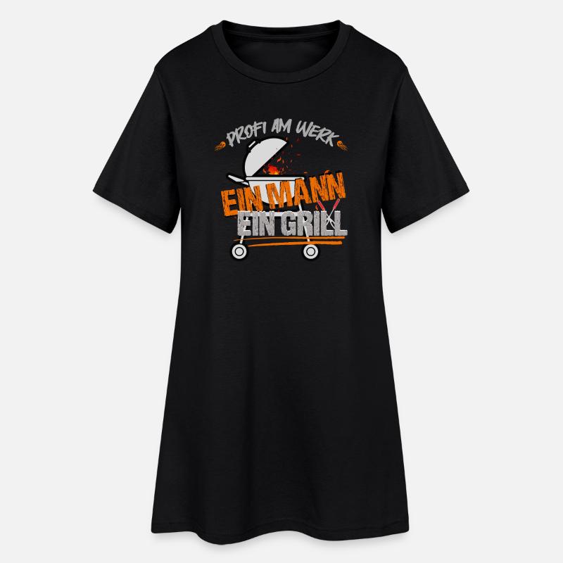 Ein Mann Ein Grill - Frauen T-Shirt-Kleid - Schwarz