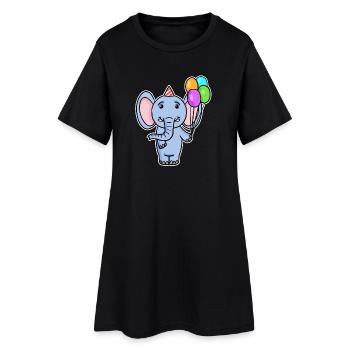Ballon d’anniversaire d’éléphant - Robe T-shirt Femme - noir - Devant