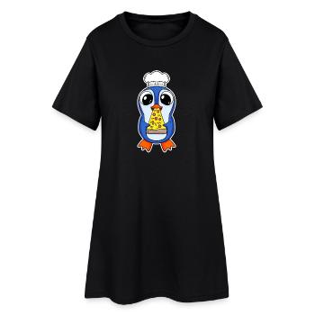 Pizza pingouin gourmet - Robe T-shirt Femme - noir - Devant