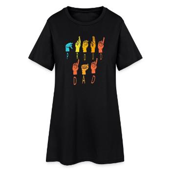 Papa fier Mains Arc-en-ciel - Robe T-shirt Femme - noir - Devant