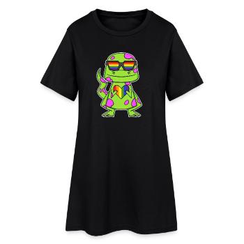 Dino Rainbow Heart Dinosaure - Robe T-shirt Femme - noir - Devant