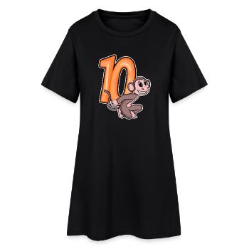 10 Geburtstag 10 Jahre alt mit Tier Motiv - zehn - Frauen T-Shirt-Kleid - Schwarz - Vorne