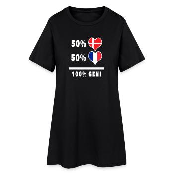 Drapeau 100% génie de la France et du Danemark - Robe T-shirt Femme - noir - Devant