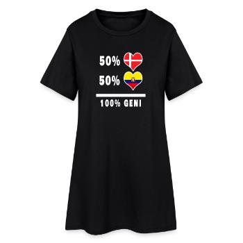 Equateur et Danemark 100% drapeau de génie - Robe T-shirt Femme - noir - Devant