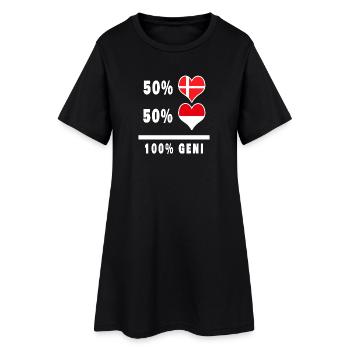 Drapeau 100% génie de l’Indonésie et du Danemark - Robe T-shirt Femme - noir - Devant