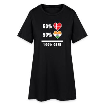 Inde et Danemark 100% drapeau de génie - Robe T-shirt Femme - noir - Devant