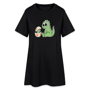 Dinosaure avec bébé dinosaure - Dino - Robe T-shirt Femme - noir - Devant