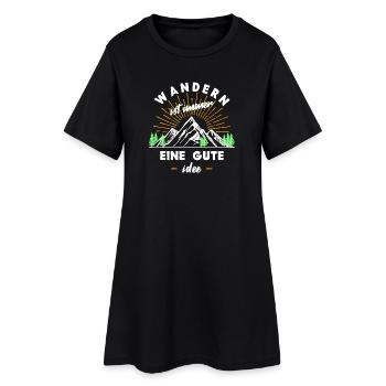 Wanderrouten Wandern Wanderer Statement Berge - Frauen T-Shirt-Kleid - Schwarz - Vorne