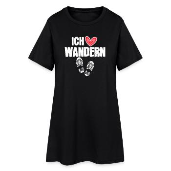 Bergwandern Herz Ich Liebe Wandern Statement Berge - Frauen T-Shirt-Kleid - Schwarz - Vorne