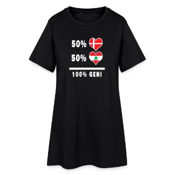 Lebanon and Denmark 100% genius flag - Women’s T-Shirt Dress - black - Front