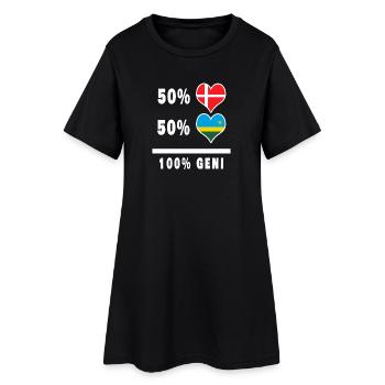 Ruanda und Dänemark 100% geniale Flagge - Frauen T-Shirt-Kleid - Schwarz - Vorne