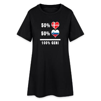 Slowenien und Dänemark 100% geniale Flagge - Frauen T-Shirt-Kleid - Schwarz - Vorne