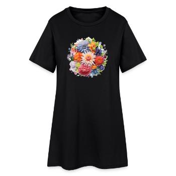 Colorful Blossom Magic Wreath - Women’s T-Shirt Dress - black - Front