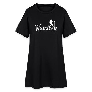 Wandern Berggipfel Spruch Naturliebhaber Wanderer - Frauen T-Shirt-Kleid - Schwarz - Vorne