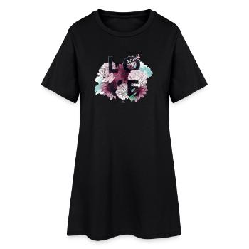 Amour et Fleurs en Rose - Robe T-shirt Femme - noir - Devant