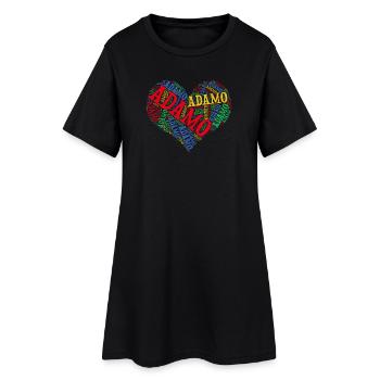 Adamo word cloud heart t-shirt gift t-shirt - Women’s T-Shirt Dress - black - Front
