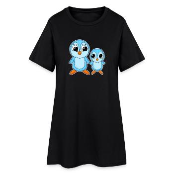 Famille Pingouin - Pingouin avec bébé - Penguin Motif - Robe T-shirt Femme - noir - Devant
