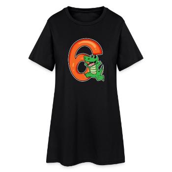 6 Birthday 6 years old with animal motif - six - Women’s T-Shirt Dress - black - Front