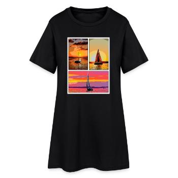 voile - Robe T-shirt Femme - noir - Devant
