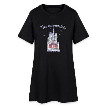 Schloss Neuschwanstein, Bayern in Deutschland - Frauen T-Shirt-Kleid - Schwarz - Vorne