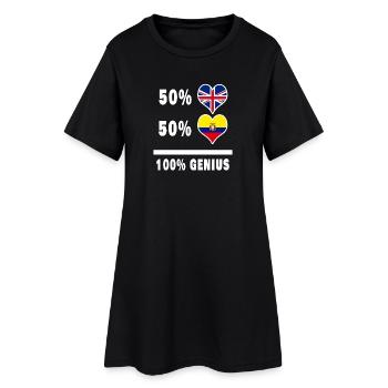 Ecuador und Großbritannien 100% Genius Flagge - Frauen T-Shirt-Kleid - Schwarz - Vorne