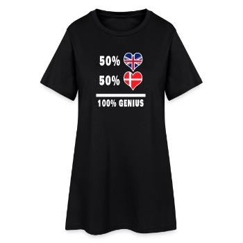 Denmark and Great Britain 100% Genius Flag - Women’s T-Shirt Dress - black - Front