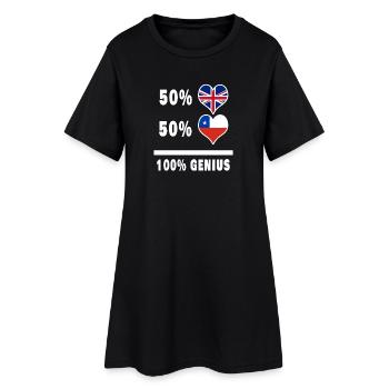 Chile und Großbritannien 100% Genius Flagge - Frauen T-Shirt-Kleid - Schwarz - Vorne
