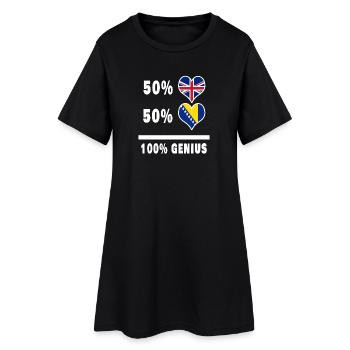 Bosnien und Großbritannien 100% Genius Flagge - Frauen T-Shirt-Kleid - Schwarz - Vorne