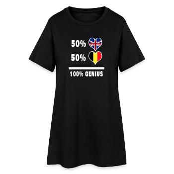 Belgium and Great Britain 100% Genius Flag - Women’s T-Shirt Dress - black - Front