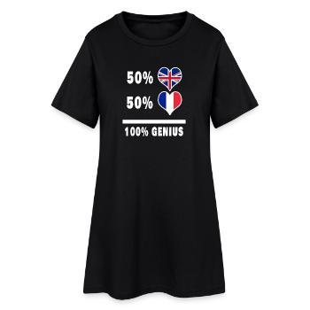 France and Great Britain 100% Genius Flag - Women’s T-Shirt Dress - black - Front