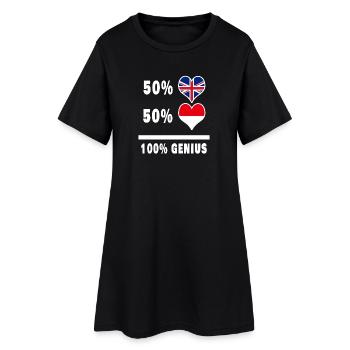 Indonésie et Grande-Bretagne 100% Genius Flag - Robe T-shirt Femme - noir - Devant